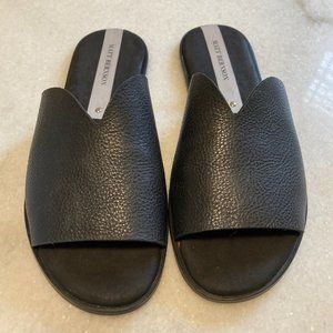 Matt Bernson Slide Sandals Black Leather Size 7